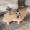 Cloud Coffee Table, Modern Geometric Irregular Wooden Cocktail Table Center Table with 3 Legs, Round Corner Thicken End Table for Small Space Bedroom Living Room Furniture, Easy Assemble,Wood,31.5"Lx2 view 2