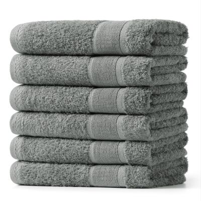 Aibaser Hand Towels-16x30inch - Lightweight and Highly Absorbent Hand Towels for Bathroom, Travel, Gym, Shower and Spa (Grey)