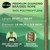 TECEUM Rope  90 Feet x 3/8 Inch (10mm)  Coyote Brown  Strong All-Purpose Utility Rope  Camping, Crafting, Flag Pole, Indoor & Outdoor  Polypropylene Nylon Poly Lightweight Diamond Braided Cord view 2