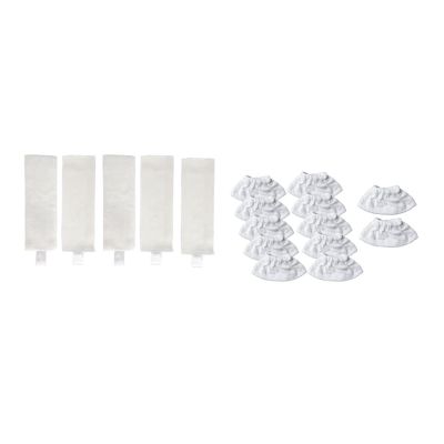 SteFik 5 Pcs Fiber Cleaning Pads Mop Pad. Compatible for Karcher & 12 Pcs Steam Cleaner Parts Steam Cleaner Towel Cover