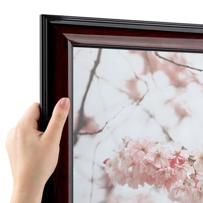 ArtToFrames 12x46 Inch Brown Picture Frame, This 1.63 Inch Custom Wood Poster Frame is Honors Mahogany with Black, Great for Your Art or Photos - Comes with Economy Acrylic