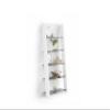 BDI Furniture Eileen 5166-74" x 34.25'' Leaning Shelf for Living Room, Family Room or Office with 5 Polished Tempered Glass Shelves, Satin White view 2