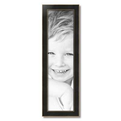 ArtToFrames 8x30 Inch Black Picture Frame, This 1.75 Inch Custom Wood Poster Frame is Honors Black with Gold - Comes with Foam Backing 3/16 inch and Regular Acrylic (FBPLD11149-8x30)