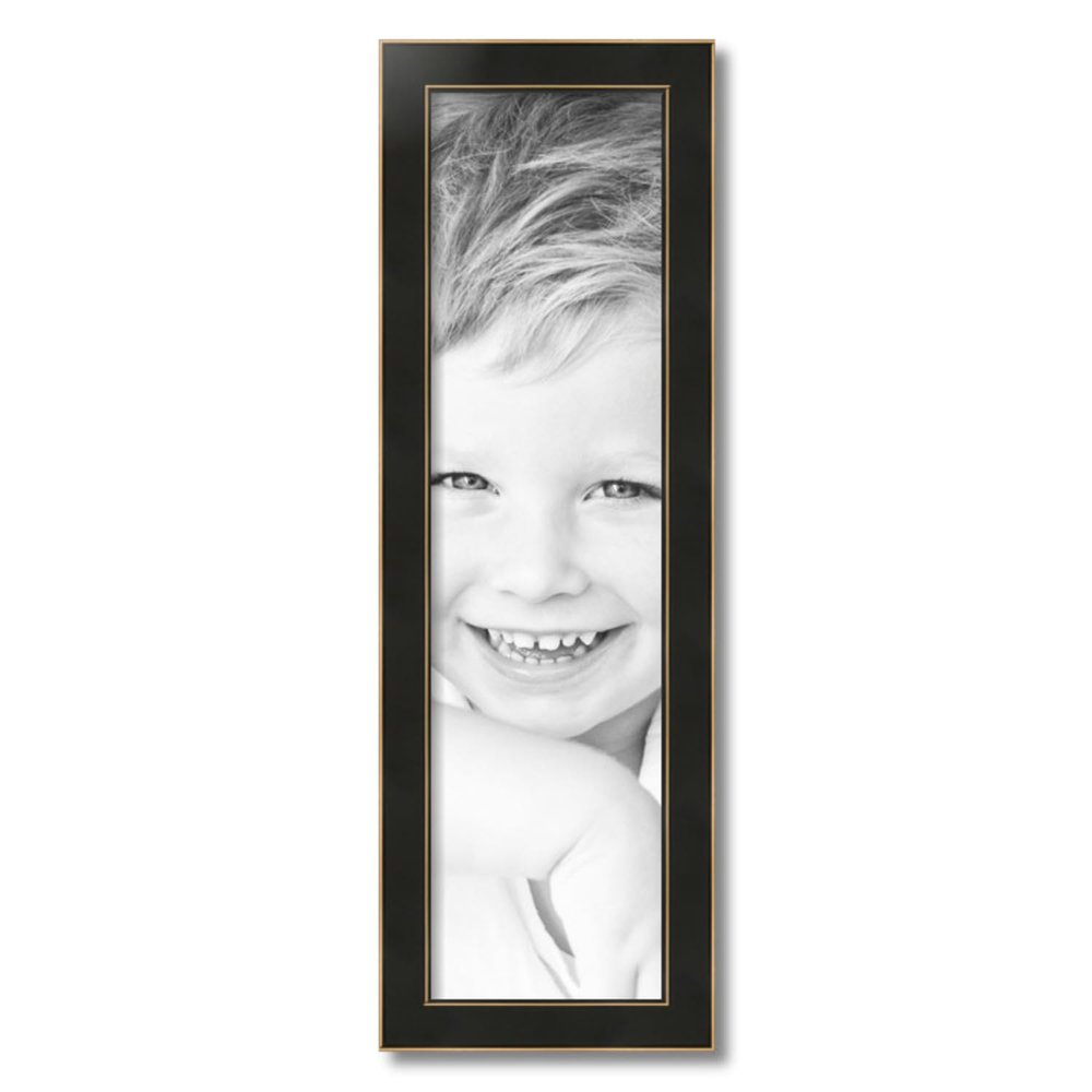ArtToFrames 8x30 Inch Black Picture Frame, This 1.75 Inch Custom Wood Poster Frame is Honors Black with Gold - Comes with Foam Backing 3/16 inch and Regular Acrylic (FBPLD11149-8x30)