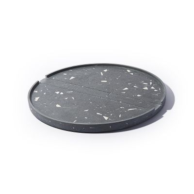 BAU CASA Concrete Matter Tray (Circular Large, Black Concrete with White Terrazzo )