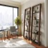 BDI Furniture Eileen 5166-74" x 34.25'' Leaning Shelf for Living Room, Family Room or Office with 5 Polished Tempered Glass Shelves, Natural Walnut view 2