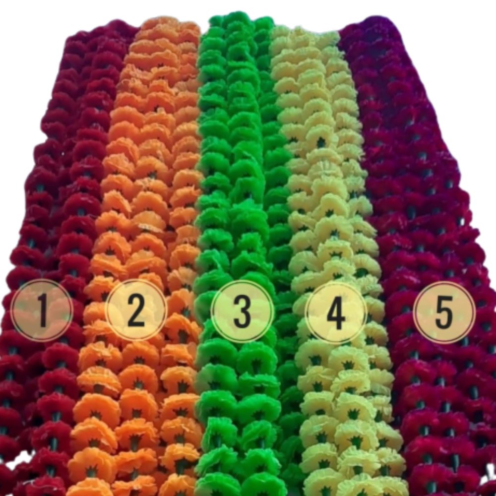 Artificial Marigold Flower Garland Strings for Christmas Decor, Diwali Decor Garlands Wedding Decoration Strings Indian Flower Line for Decoration Wreaths Flower Line (Style 5, 10 Strings)