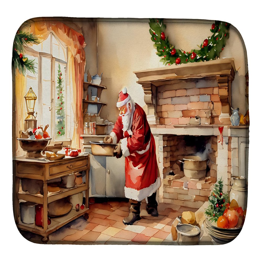 Caroline's Treasures DAC3314DDM Cookies with Santa Claus Dish Drying Mat Absorbent Dish Drying Mat Pad for Kitchen Counter Dish Drainer Mat for Countertop, 14 x 21", Multicolor