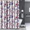 13-Piece Bathroom Shower Curtain with Matching Hooks Printed Design (Peoney Purple) view 1