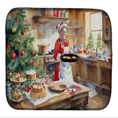 Caroline's Treasures DAC3298DDM Cookies with Santa Claus Mrs. Claus Dish Drying Mat Absorbent Dish Drying Mat Pad for Kitchen Counter Dish Drainer Mat for Countertop, 14 x 21", Multicolor