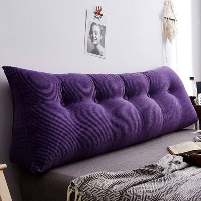 Reading Pillow King Size Thicken Triangular Wedge Lumbar Pillow for Bedroom Playroom Headboard Decorative Bolster Pillows(Size:80x25x50cm(31x10x20inch),Color:Purple)