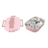 Bento Boxs Dinnerware 4Grid Lunch Box Stainless Steel Meal Prep Containers,for Canteens Office Family Food Storage Container (Four-compartment lunch box with soup bowl: pink) view 1
