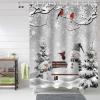 Anzona Grey Snowman Christmas Waterproof Shower Curtains Set - Extra Long 72 x 84 Inch, Xmas Winter Snowflake Tree Birds Polyester Fabric Bathroom Curtain with 12 Hooks, Bathroom Accessories, 1 Panel view 1