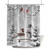Anzona Grey Snowman Christmas Waterproof Shower Curtains Set - Extra Long 72 x 84 Inch, Xmas Winter Snowflake Tree Birds Polyester Fabric Bathroom Curtain with 12 Hooks, Bathroom Accessories, 1 Panel view 2