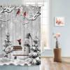 Anzona Grey Snowman Christmas Waterproof Shower Curtains Set - Extra Long 72 x 84 Inch, Xmas Winter Snowflake Tree Birds Polyester Fabric Bathroom Curtain with 12 Hooks, Bathroom Accessories, 1 Panel view 4