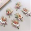 Mini Dried Flower Bouquet (Pack of 6) Suitable for wedding party dinner plate decoration, small dried flowers for crafts, birthday cake bridesmaid gift box, envelope decoration.(Dark Orange) view 3