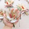 Mini Dried Flower Bouquet (Pack of 6) Suitable for wedding party dinner plate decoration, small dried flowers for crafts, birthday cake bridesmaid gift box, envelope decoration.(Dark Orange) view 4