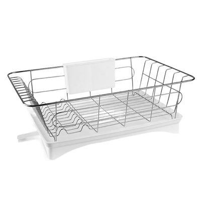 JYARZ Space Saving Dish Rack 304 Stainless Steel Dish Drain Rack Multi-Function Kitchen Tray for Kitchen Countertop Dish Drying Rack (Color : White, Size : 42 * 28 * 14.5cm)