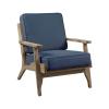 Armchair Living Room, Chairs for Bedrooms Soft Accent Seating Solid Wood Navy Comfy Modern Home Furniture 35.50" Lx28.50 Wx34 H view 4