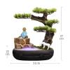 Tabletop Fountain Resin Indoor Water Fountain, Chinese Artificial Tree Buddah Statute Tabletop Fountain with Rolling Ball, Zen Fountain for Home Office Bedroom Desk Decoration Desktop Fountains view 2
