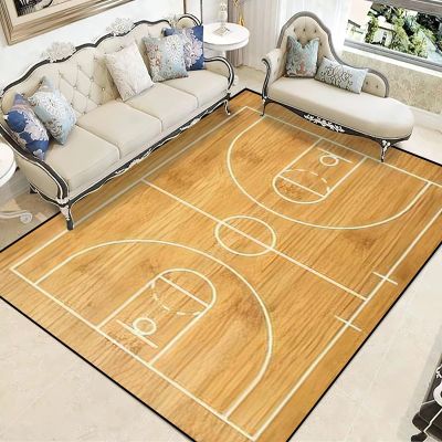 Log Color Basketball Court Area Rugs, Basketball Enthusiasts Large Decorative Rug, with Anti-Slip Backing Washable Indoor Carpet for Living Room Bedroom Dining Room Office 5' x 7'