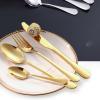 24 Piece Stainless Steel Tableware Set for 6, Western Knife, Fork, Spoon Set (Gold) view 3