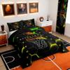 Sports Basketball Children Comforter Set,Geometric Bedding Set for Kids Boys,Adults Soft Green Yellow Black Comforter,Teens Basketball Hexagon Quilted Duvet Set Bedroom Collection King Size 3Pcs view 2
