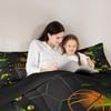 Sports Basketball Children Comforter Set,Geometric Bedding Set for Kids Boys,Adults Soft Green Yellow Black Comforter,Teens Basketball Hexagon Quilted Duvet Set Bedroom Collection King Size 3Pcs view 4