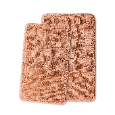 Yeaban Bathroom Rugs Sets 2 Piece  Thick Chenille Bath Mats | Absorbent and Washable Bath Rug Non-Slip, Soft Rugs for Bathroom, Shower, Sink - 20" x 32"+24" x 36", Dusty Pink
