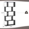 Giantex 5-Tier Geometric Bookshelf Black, 62.5" Tall Wood S-Shaped Bookcase with Anti-Tipping Device, Floor Standing Display Shelf for Bedroom, Living Room, Study view 3