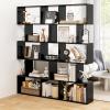 Giantex 5-Tier Geometric Bookshelf Black, 62.5" Tall Wood S-Shaped Bookcase with Anti-Tipping Device, Floor Standing Display Shelf for Bedroom, Living Room, Study view 4