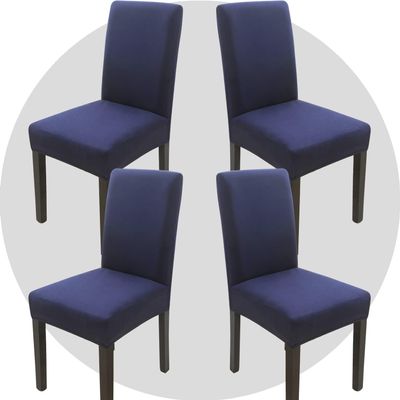 DLMWELL Stretch Chair Covers Slipcovers Set of 4 Navy Blue Stretchable Dining Chair Slipcover Washable Removable for Kitchen,Hotel,Restaurant
