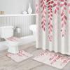 Leaves Pink Bathroom Set with Shower Curtain and Rug and Accessories,72x72 Inches Long Bathtub Curtain with Small Bath Mat,Bathtub Floor Runner Rug Set,12 Hooks Rustic Farmhouse Pastoral Plant Herb view 2