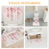 Leaves Pink Bathroom Set with Shower Curtain and Rug and Accessories,72x72 Inches Long Bathtub Curtain with Small Bath Mat,Bathtub Floor Runner Rug Set,12 Hooks Rustic Farmhouse Pastoral Plant Herb view 3