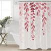 Leaves Pink Bathroom Set with Shower Curtain and Rug and Accessories,72x72 Inches Long Bathtub Curtain with Small Bath Mat,Bathtub Floor Runner Rug Set,12 Hooks Rustic Farmhouse Pastoral Plant Herb view 4