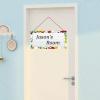 Personalized Football Basketball Baseball Rugby Signs Cute Ball Sign For Kids Room Custom Name Door Wall Decor Floral Nursery Art Boys Room Girls Bedroom view 2