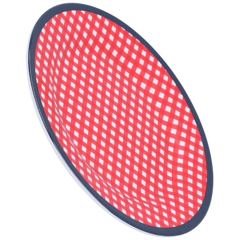 9 Inch Polka Dot Checkered Salad Plates, Melamine Resin Dessert Plate Round Scratch Resistant Serving Platter Decorative Dinner Plate(#4)