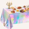 8 Pack Disposable Plastic Table Cloth for Parties Plastic Table Cloth Disposable Rectangle Table Covers for Wedding Birthday Baby Shower First Communion Decorations Birthday Disco Bachelorette Bridal view 3
