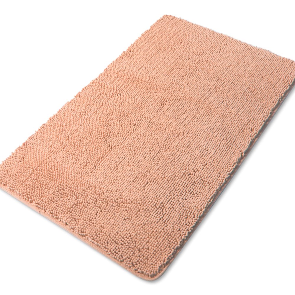 Yeaban Large Bathroom Rug 30"x50" Thick Chenille Long Bath Mat | Absorbent and Washable Bath Rug Non-Slip, Soft Runner Rug for Bathroom, Shower, Sink - (Dusty Pink)