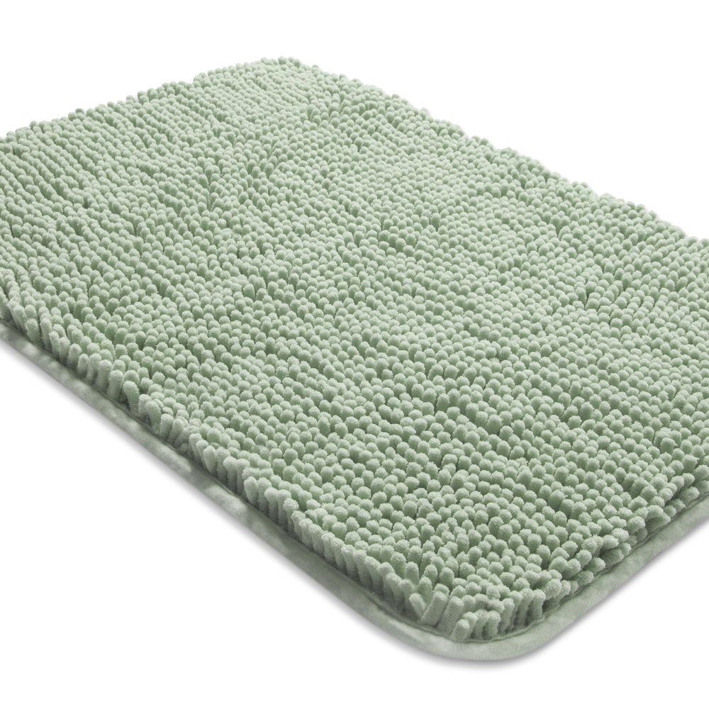 Yeaban Sea Foam Bathroom Rugs Thick Chenille Bath Mats | Absorbent and Washable Bath Rug Non-Slip, Plush Rugs for Bathroom, Kitchen, Shower, Sink - 17" x 24"