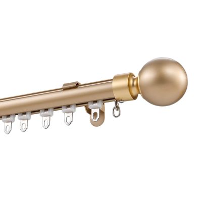 Curtain Single Tracks Heavy-Duty Curtain Rails for Office and Living Room, Wall Mount Curtain Rod with Decorative Head Curtain Pole Set 2.5ft-19.7ft (Color : Gold, Size : 80cm)