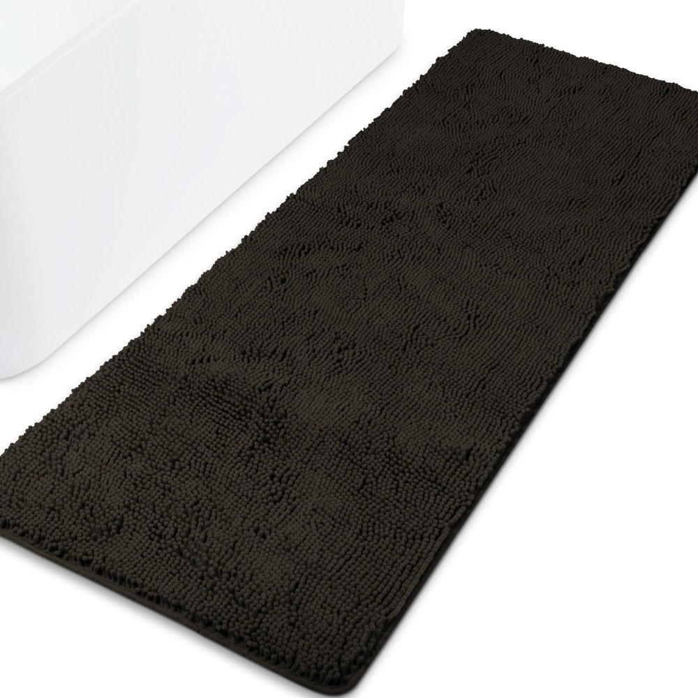 Yeaban Bathroom Runner Rugs 24"x72" Non Slip Thick Chenille Long Bath Mat | Absorbent and Washable Extra Large Bath Rug, Soft Runner Rug for Bathroom, Shower, Sink - (Chocolate Brown)