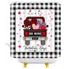 JEJOMEAG Happy Valentine's Day Shower Curtain Vintage Truck Buffalo Plaid Romantic Love Fabric Bathroom Curtain with Hooks view 2
