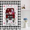 JEJOMEAG Happy Valentine's Day Shower Curtain Vintage Truck Buffalo Plaid Romantic Love Fabric Bathroom Curtain with Hooks view 4