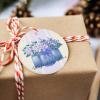 2024 Christmas Ornament Xmas Tree Hanging Accessories,Idyllic Purple Hydrangea Flower Vase Stripe Christmas Tree Round Ceramic Ornaments for Holiday Party Home Decor,Fall Blossom Floral Bow view 3