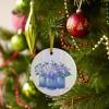 2024 Christmas Ornament Xmas Tree Hanging Accessories,Idyllic Purple Hydrangea Flower Vase Stripe Christmas Tree Round Ceramic Ornaments for Holiday Party Home Decor,Fall Blossom Floral Bow view 4