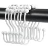 Shower Curtain Hooks, OEH Shower Curtain Rings, White Shower Curtain Hooks Rust Proof, Smooth Gliding Metal Shower Curtain Rings Rust Proof, Double Shower Rings for Curtain, 12 Pcs, White view 1