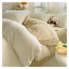 QuKan Bed, Bedding Sets Simple Solid Color Milk Flannel Duvet Cover Set Winter Thickened Warm Duvet Cover Sheet Pillowcase 4-Piece Bed Sheet Set view 1