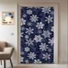 Lansemy Christmas Snowflake Blackout Door Curtain 80 Inches Long for Bedroom, Thermal Insulated Grommet Black Out Curtains Blue White Abstract Geometry Room Darkening Closet Curtain for Doorway view 2