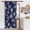 Lansemy Christmas Snowflake Blackout Door Curtain 80 Inches Long for Bedroom, Thermal Insulated Grommet Black Out Curtains Blue White Abstract Geometry Room Darkening Closet Curtain for Doorway view 3
